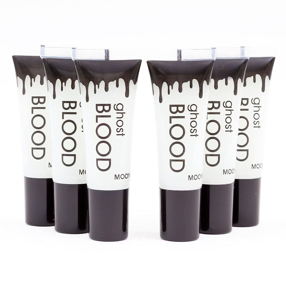 Moon Terror UV Ghost Blood with Applicator - Fake Blood - SFX Make up for Halloween Vampire Zombie Theatre Stage - Special Effects Make up (Pack of 6)