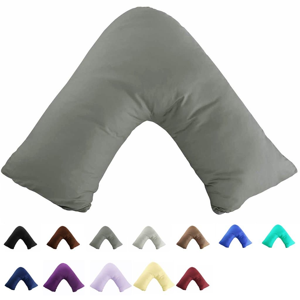 Gyulin 100% Cotton 300 Thread Count Soild Envelope Style V Shaped/Tri/Boomerang Standard Pillow Case Cushion Cover Only Cover No Insert (Dark Grey/Gray)