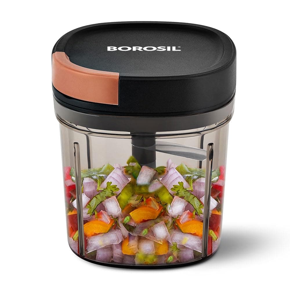 EazyPull Chopper with 6 Blades, Pull Chopper with Durable String, Mini Chopper for Kitchen, for Chopping Vegetables, Leafy Greens & Herbs, BPA-Free, Unbreakable 900 ml Chopping Bowl