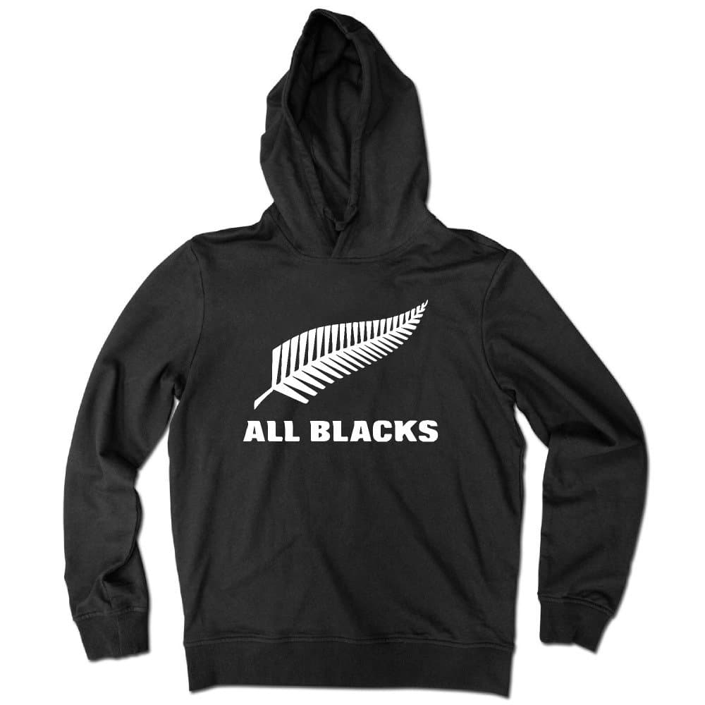 Soft & Comfy All Blacks Feather Logo Print Hoodie Pullover Man With Drawstring