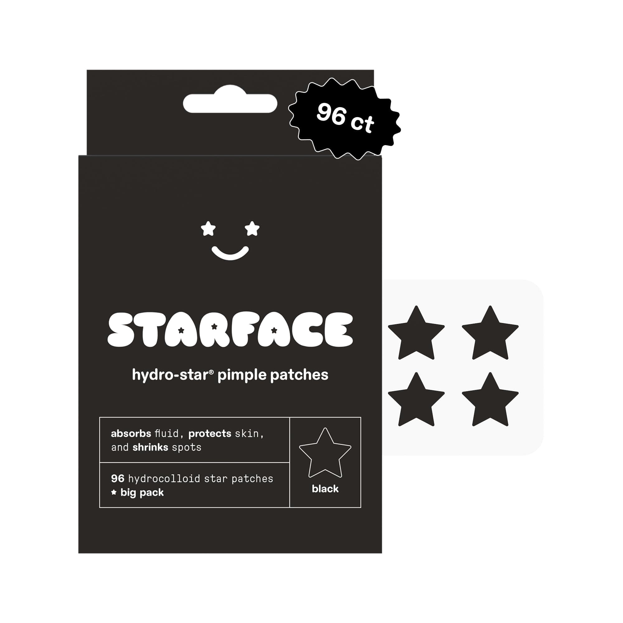 Black Star BIG PACK, Hydrocolloid Pimple Patches, Absorb Fluid and Reduce Inflammation, Cute Star Shape, Cruelty-Free Skincare (96 Count)
