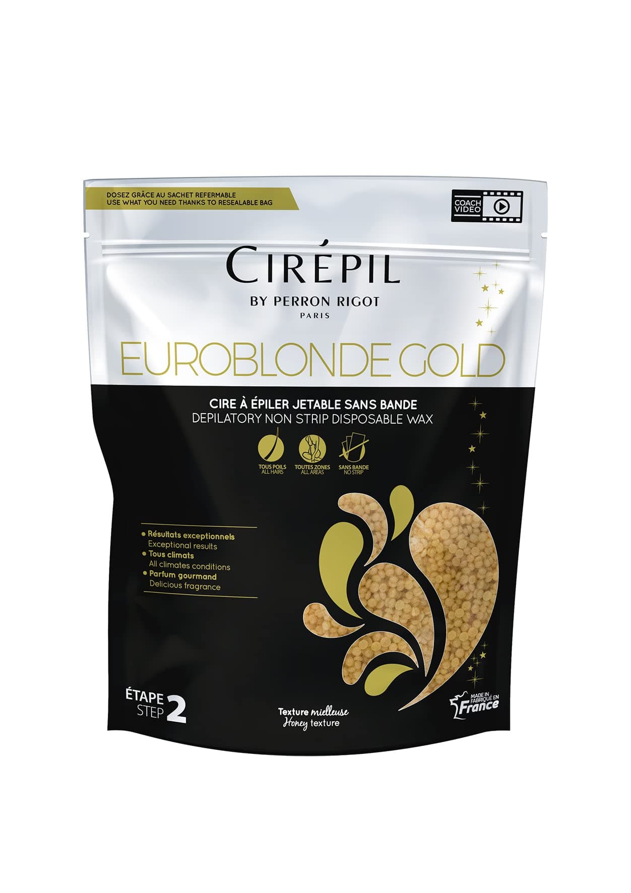 Cirepil - Euroblonde Gold - 800g / 28.22 oz Wax Beads Bag - Light Monoi Scent - Ultra Fluid Gel Texture - All-Purpose & Easy Removal