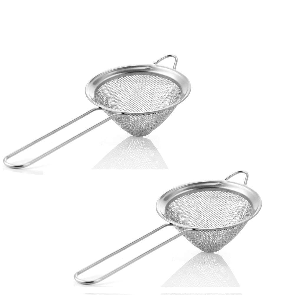 Stainless Steel Fine Mesh Cocktail Premium Food Small Strainer , 3 inch: 2 Pcs Set