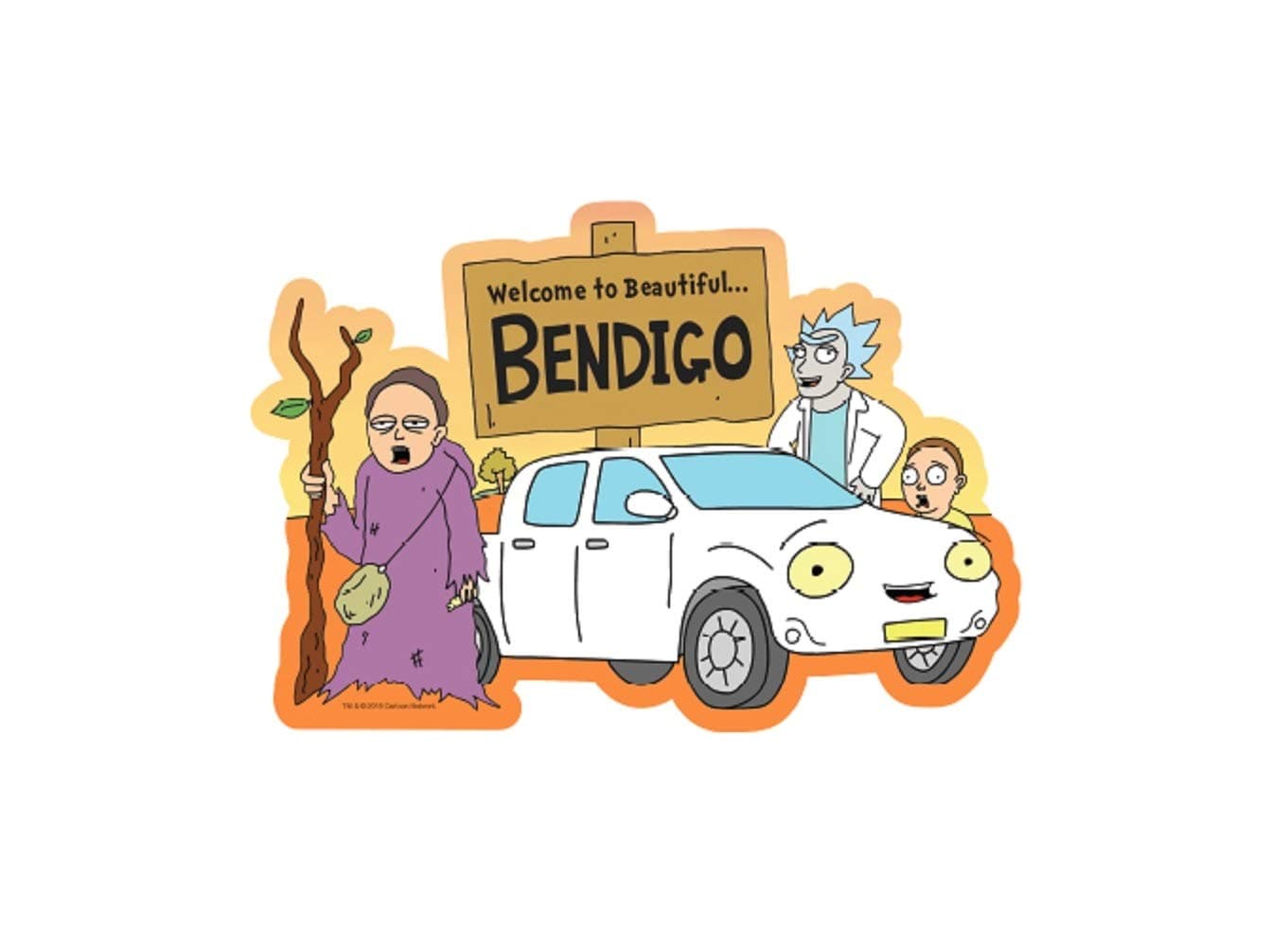 Rick and Morty, Welcome to Beautiful Bendigo Sticker - Licensed Artwork Decal
