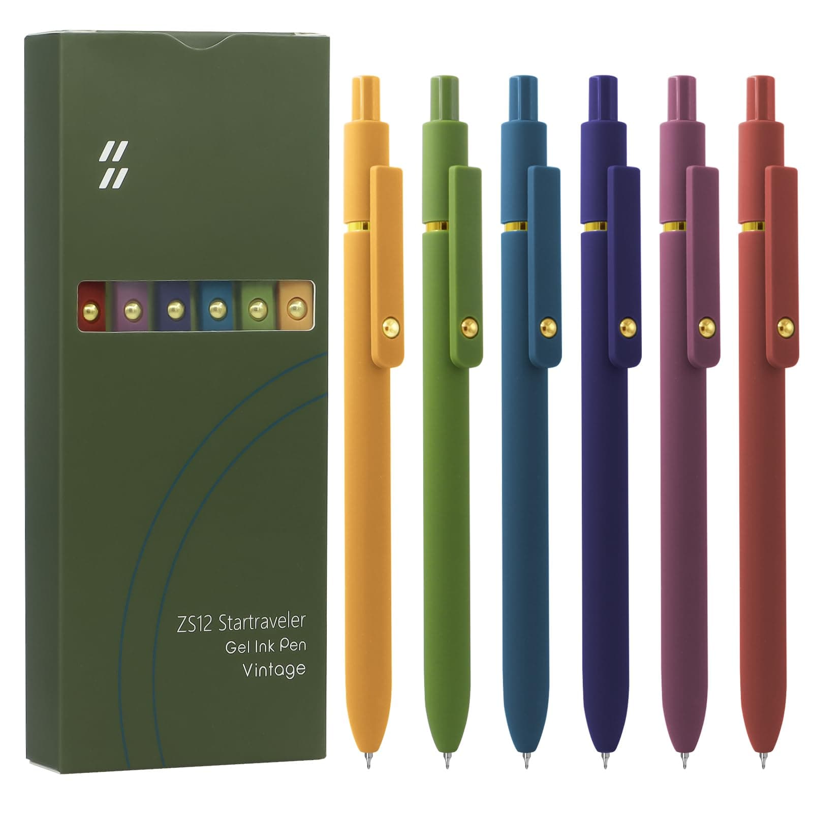 UIXJODO 6 Pcs Gel Pens 0.5mm Quick Dry Black Ink Pens Fine Point Smooth Writing Pens, Cute Office and School Supplies Gifts for Women Teacher Students (6 Pcs Vintage Gold)