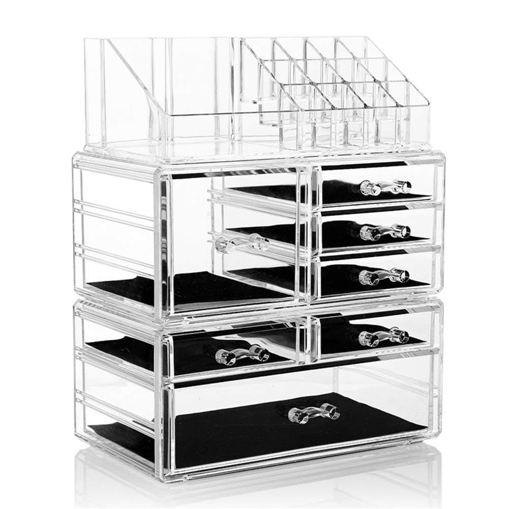 MYRCLMY Acrylic Cosmetics Storage Box, Multi-Layer Drawer Type Desktop Makeup Organiser, 7 Clear Drawers