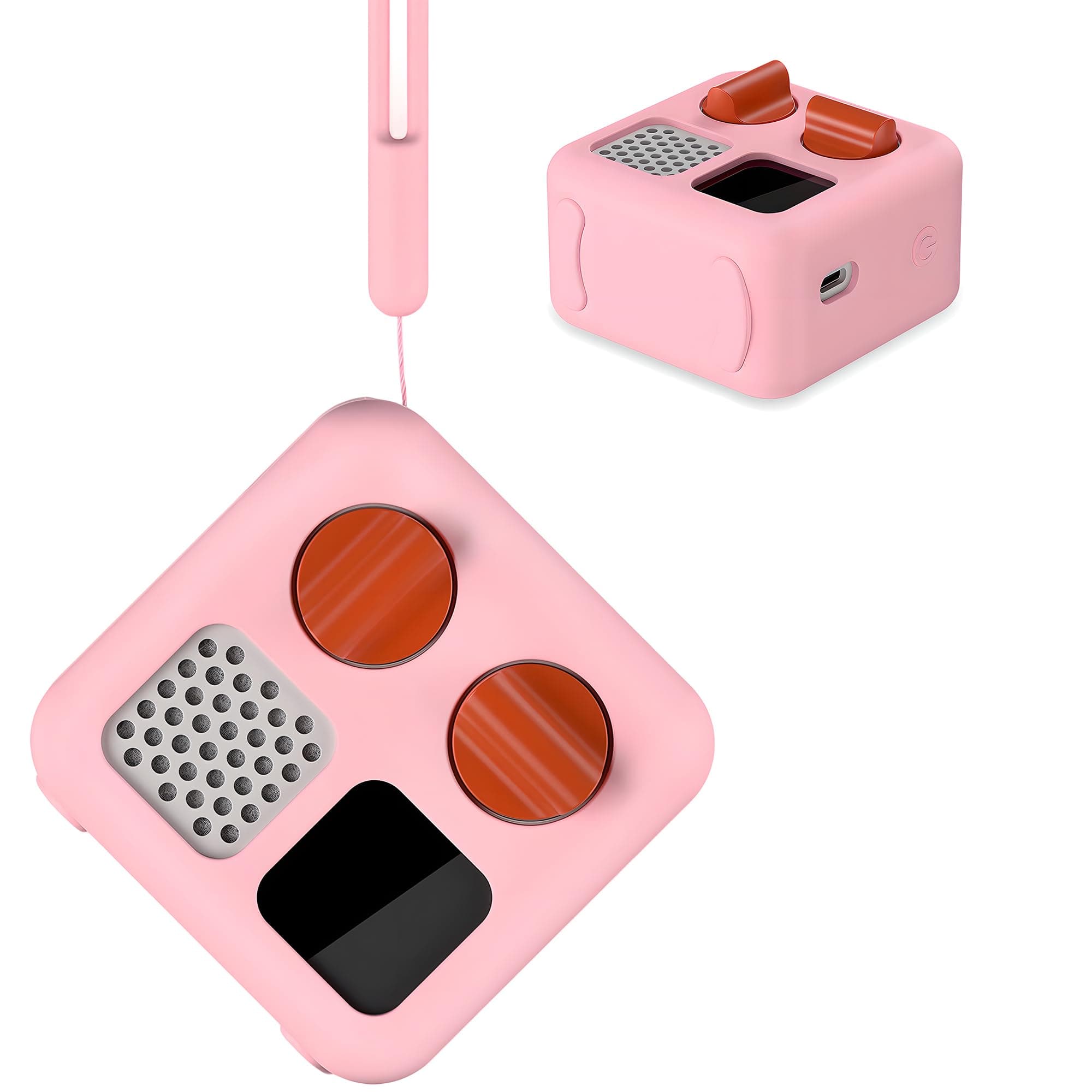 Silicone Case for Yoto Mini Player, Yoto Mini Jacket with Wrist Lanyard Protective Sleeve Case for Kids Mini Audio Device Anti-Slip Silicone Skin Cover - Pink