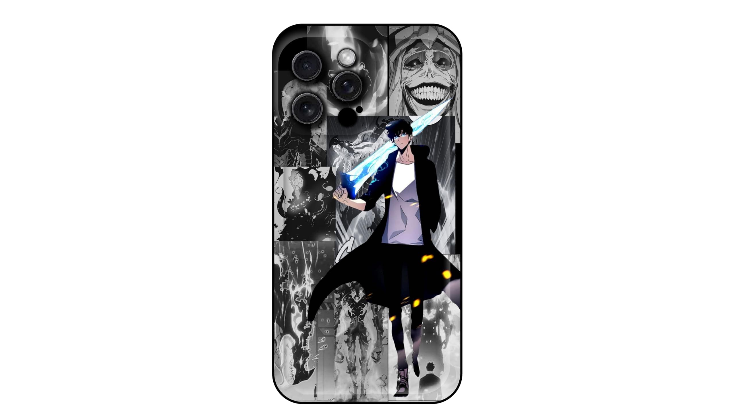 WeebNation Sung Jinwoo - Solo Leveling Anime Phone Case for iPhone - Protective Covers Cases for iPhone 15 Pro for Men, Women, Boys and Girls - Cute Cool Preppy Kawaii Funny Cover