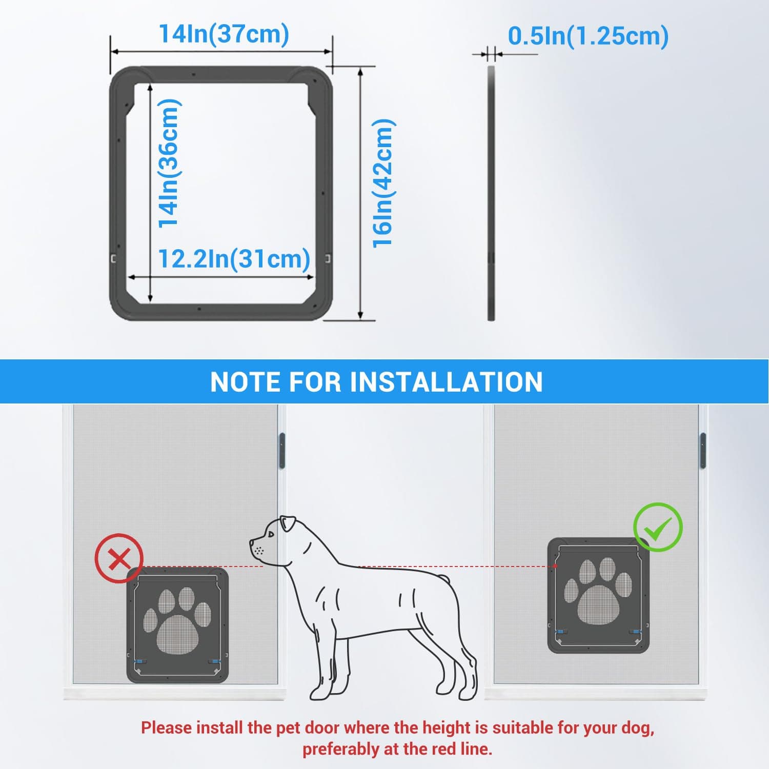 Namsan Pet Screen Door Magnetic Lockable Dog Flap, Easy Fitting Dog Door for Medium Large Dogs Cats