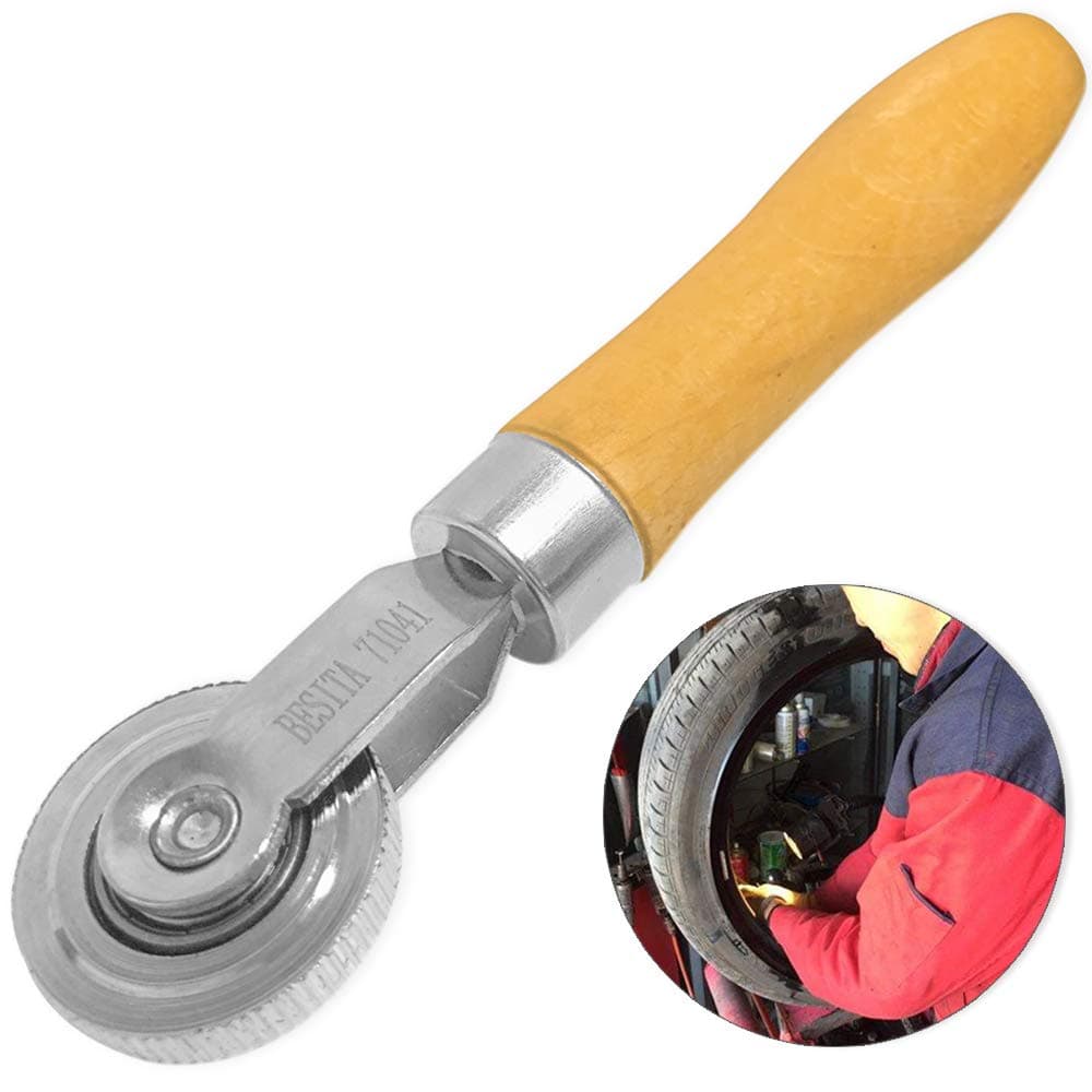 Tire Patch Rollers - Wooden Handle Repair Patch Tyre 1 1/2" Dia Roller Tool for Car Motorcycle Bike