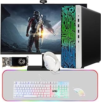 HP G3 Gaming Desktop PC, Intel Core i7 6th Gen, AMD RX 550 Graphics, 32GB RAM, 240GB SSD + 3TB HDD, MTG New 27 Inch Monitor, Gaming Kit Webcam, WiFi, Windows 11 (Renewed)