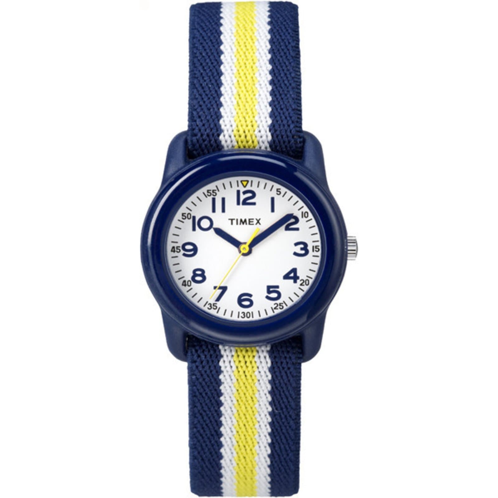 Timex TIME Machines 29mm Blue/Yellow Stripe Elastic Fabric Kids Watch