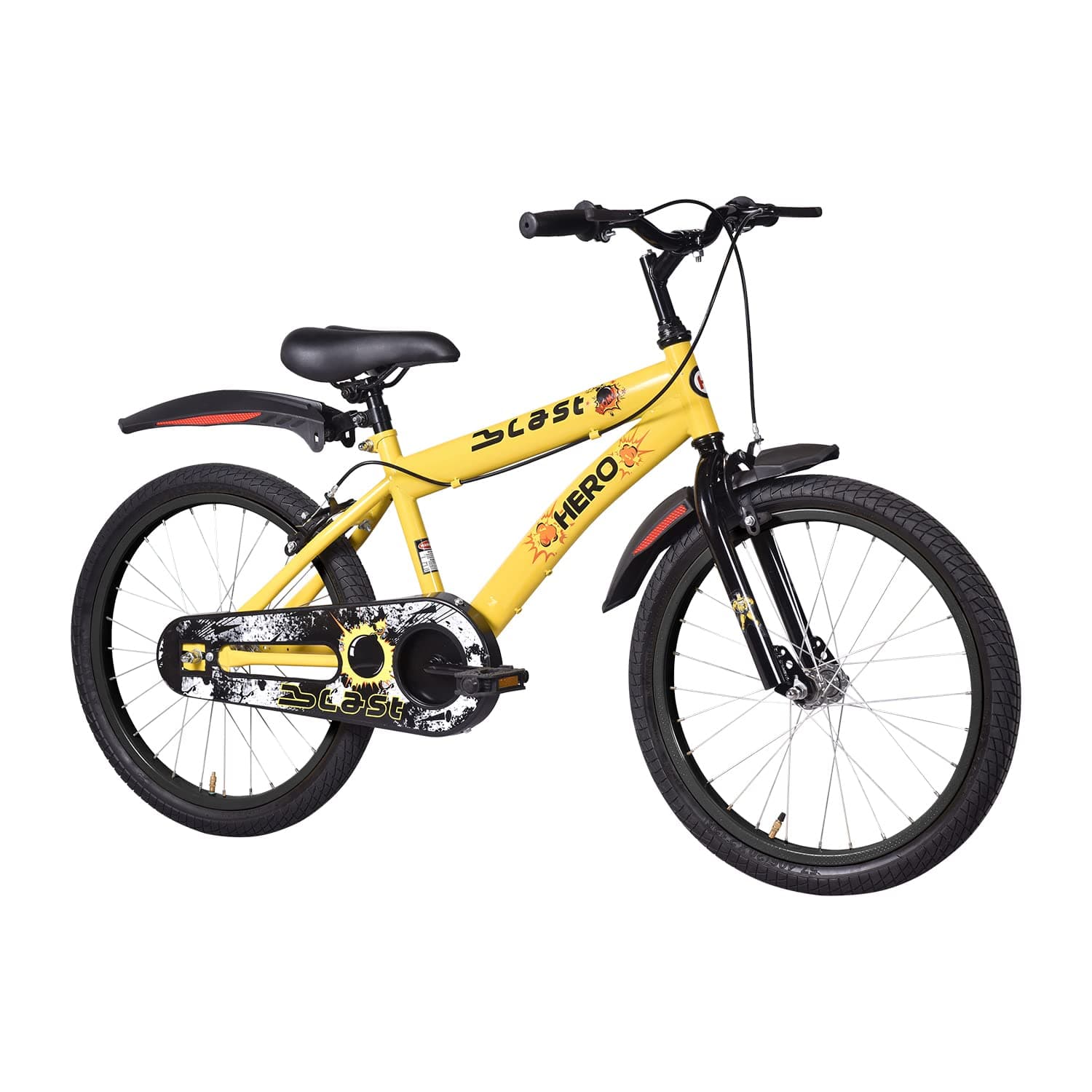 HeroBlast 20T Kids Cycle with Mudguards | Yellow | Easy Self Assembly Cycle for Age 7 to 10 Years Boys and Girls | Frame : 12 Inches, Rigid | 95% Assembled Cycle(Ready to Ride in 5 Min)