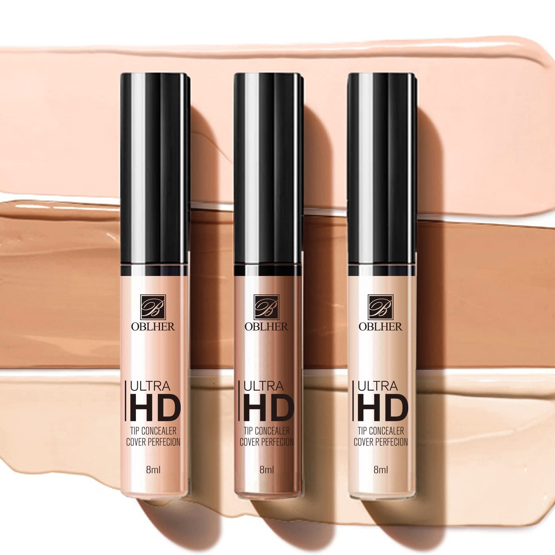 High Definition Concealer Set of 3 Color Three-color Concealer, Liquid Dark Circles Treatt Multi-Use Include 100 Light Sand 101 Roasted Walnut 119 Honey, Brown, Pack of 1