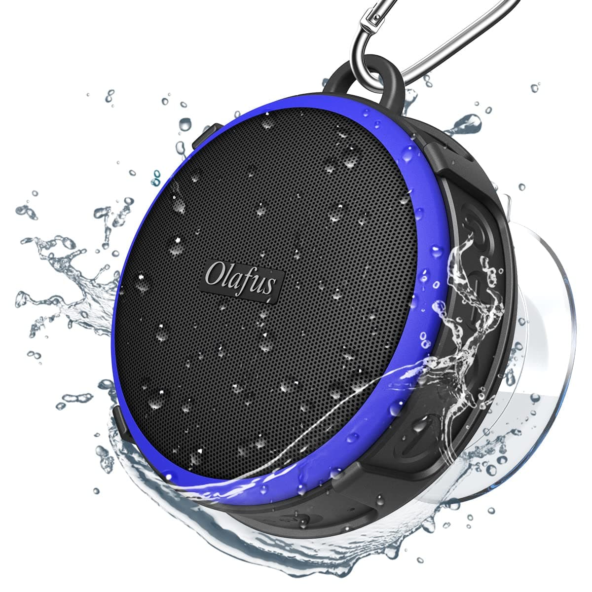 Olafus Waterproof Shower Bluetooth Speaker, Portable Wireless Outdoor Speaker, Clip & Suction Cup, 10H Playtime for Bathroom, Pool, Beach, Boating, Hiking