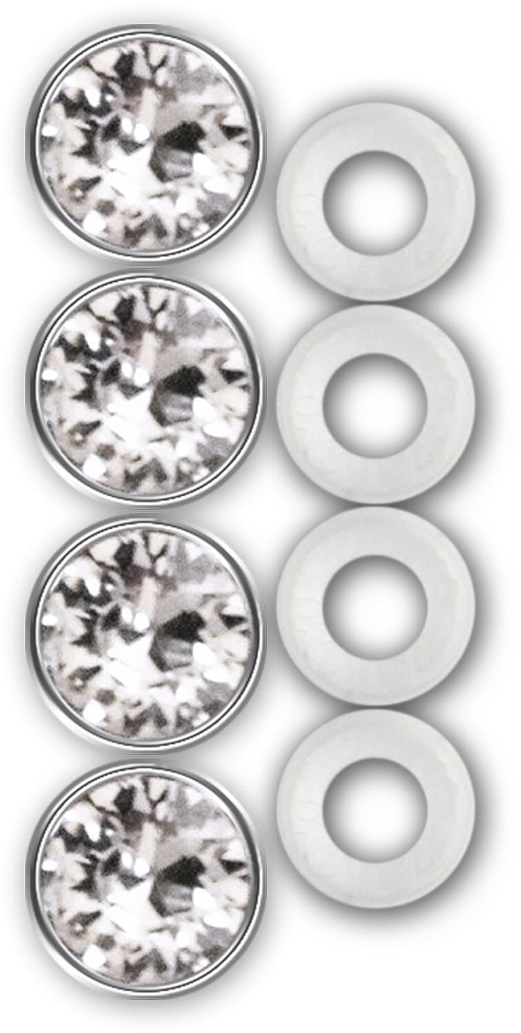Cruiser Accessories 82730 License Plate Frame Fastener Caps, Diamond Bling, Chrome