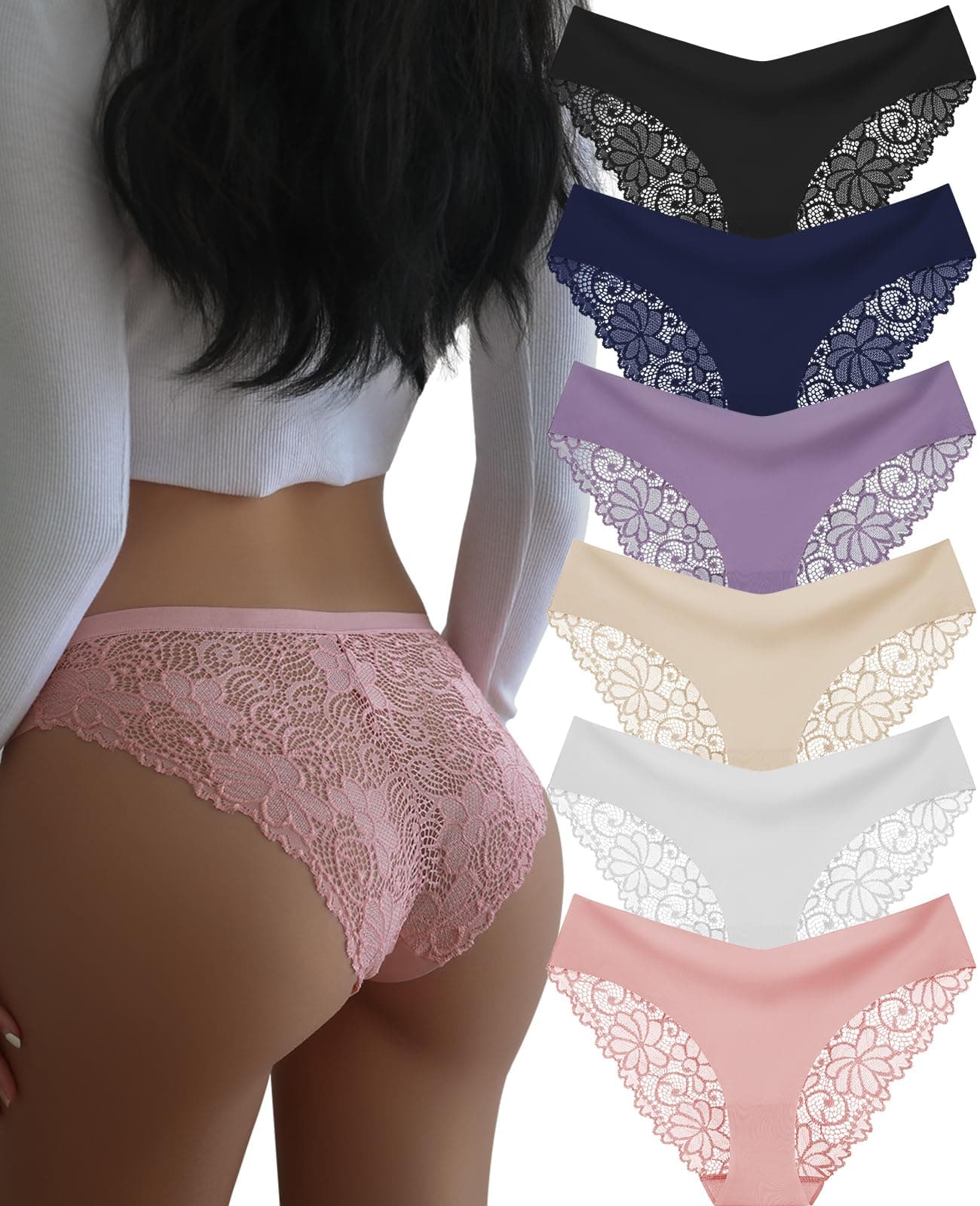 Sexy Cheeky Womens Underwear Comfortable Seamless Panties Luxurious Lace Bikini Briefs