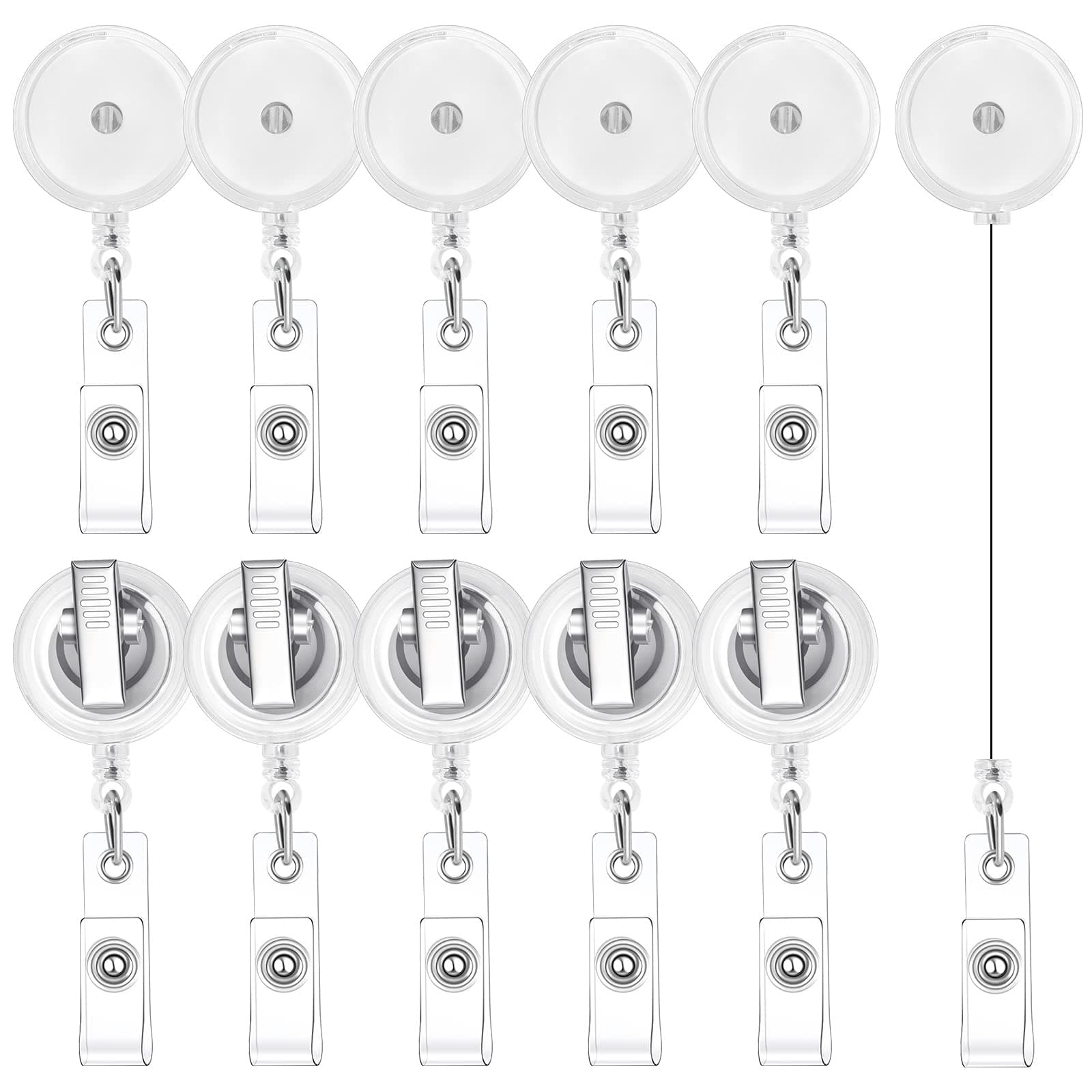 30 Pieces Retractable Badge Reels with Swivel Alligator Clip, Badge Reels Holder Badge Reel Clips for Nurse Teacher Office(Translucent Clear)