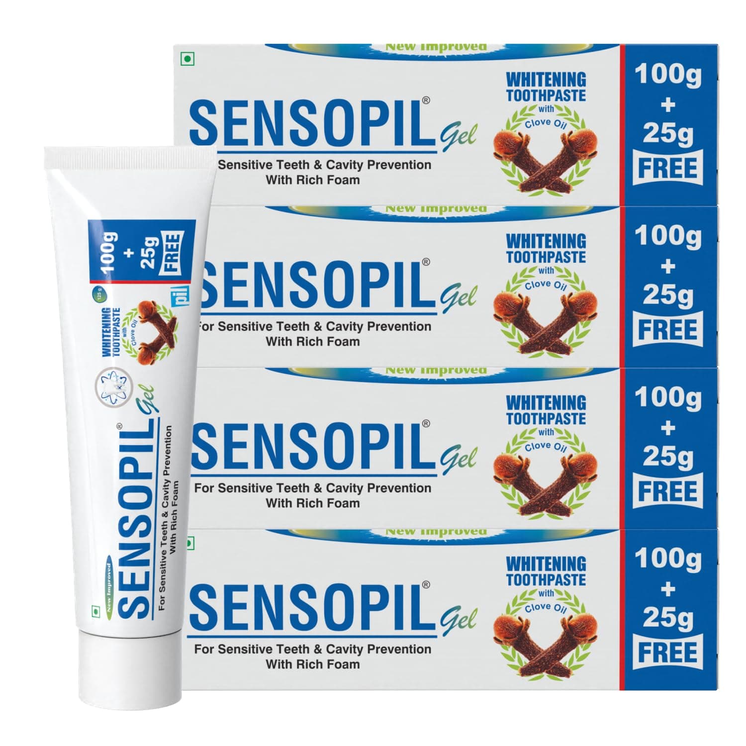 - Sensopil Gel Sensitivity Relief Toothpaste with Rapid Relief Formula With Clove Oil | For Deep Repair Of Sensitive Teeth & Cavity Prevention | Dentist Recommended | Everyday Use Paste, Fights Tooth Decay, Maintain Healthy Gums-(125G Pack of 4 )