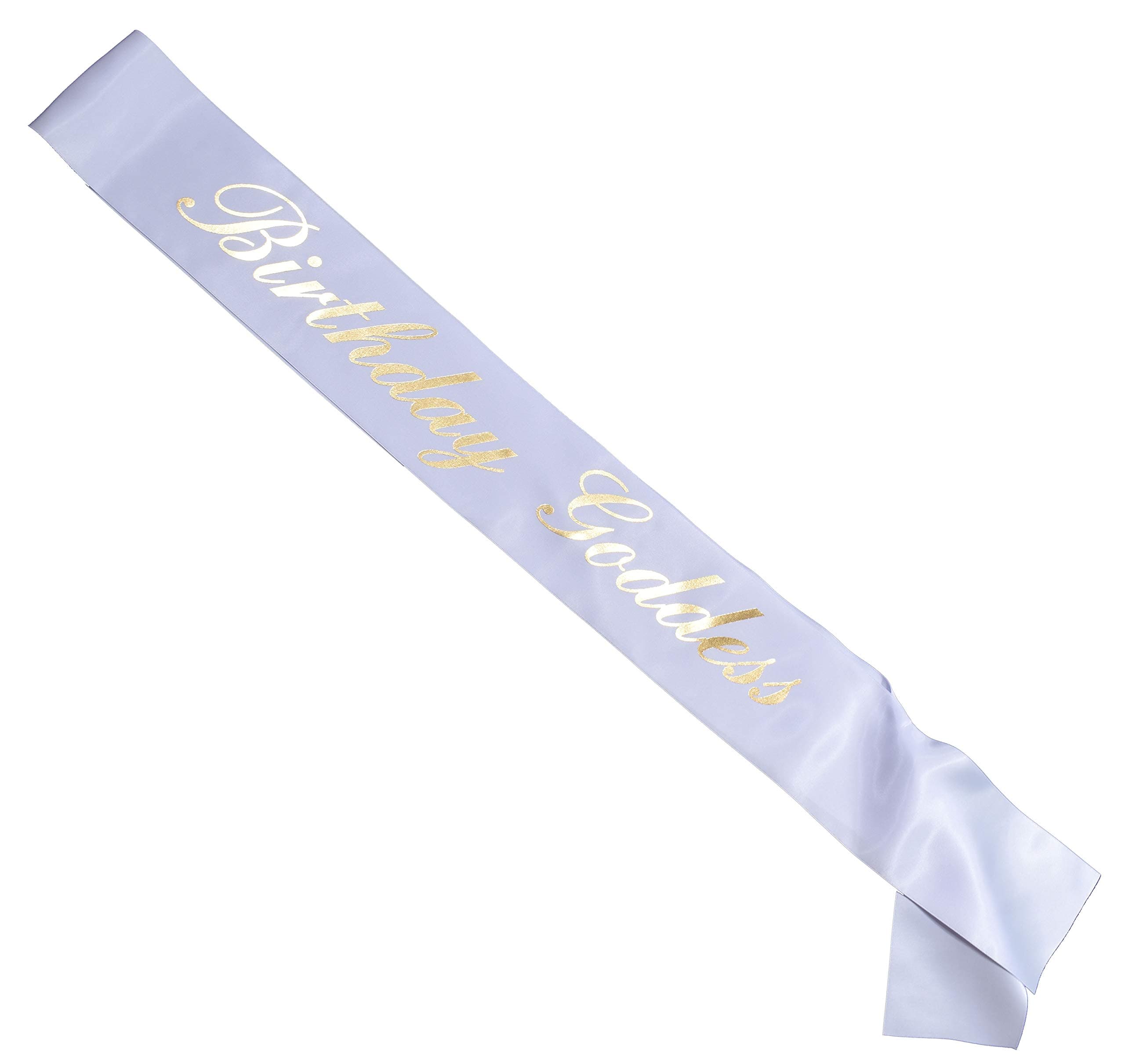 Birthday Goddess Sash with Lavender Sash and Reflective Gold Lettering