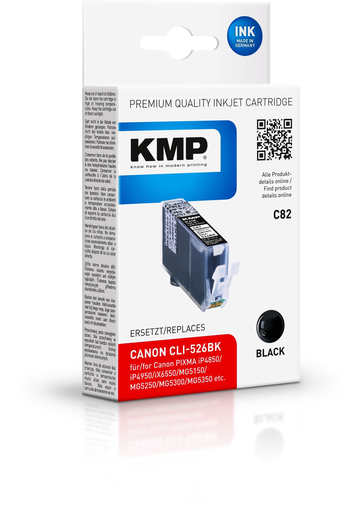 KMP C82 Ink Cartridge for Canon CLI-526BK 9 ml Black