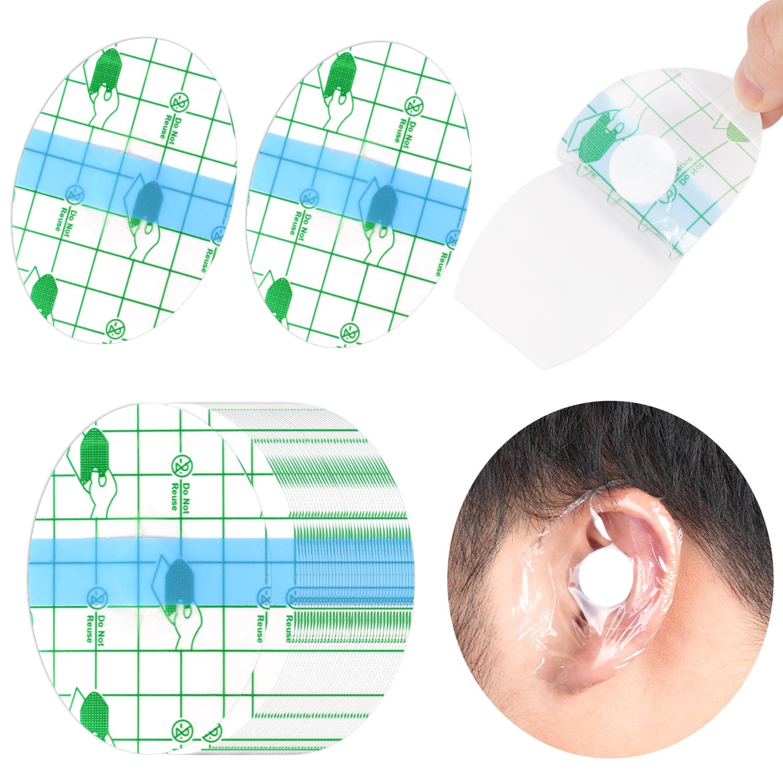 Aolso Ear Covers for Shower, 40pcs Waterproof Ear Protectors Ear Covers, Disposable Ear Stickers with Cotton Ear Plugs for Adults, Ear Protectors for Swimming, Bathing, and Other Water Sports