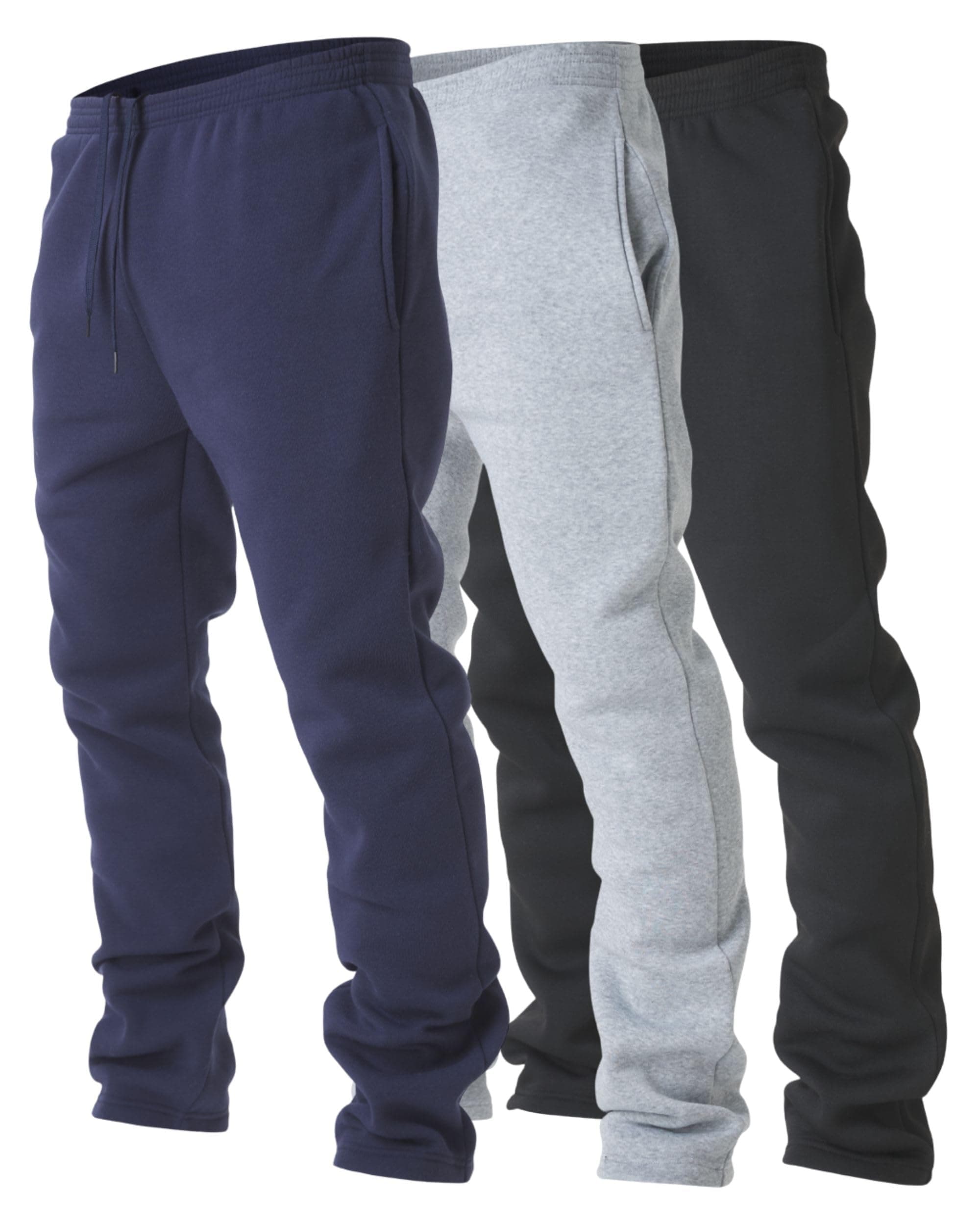 3 Pack Mens Fleece Wide Leg Sweatpants with Pockets, Open Bottom Workout Sweatpants for Men