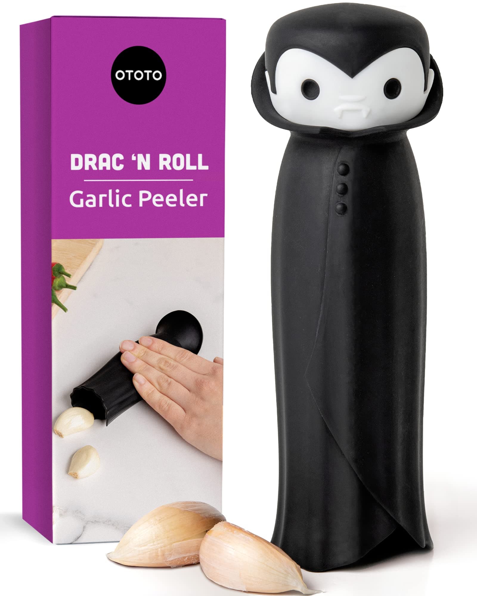 Drac N' Roll Vampire Garlic Roller, Silicone Garlic Peeler Tube, Silicone Tube Roller for Halloween - Kitchen Gadget for Garlic, Garlic Tube, Garlic Crusher