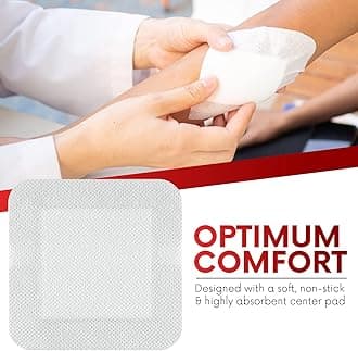 Healqu Edged Gauze Island Dressing - Pack of 50 5x5cm Sterile Individually Wrapped Gauze Plies with Water Resistant Non Woven Backing - Soft and Breathable Wound Dressing