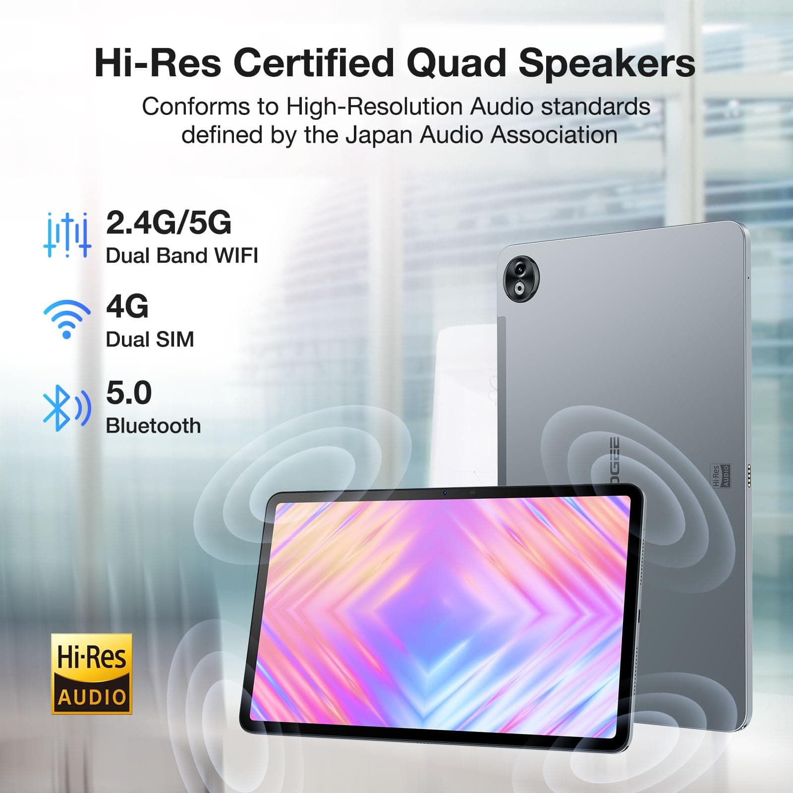 DOOGEE T20 Ultra 12 Inch Tablet, 10800mAh, 32GB+256GB ROM/2TB TF, Helio G99 Octa-Core Android Gaming, 2.4K Display, 16MP Camera, 4 Hi-Res Speakers, 5G WiFi/GMS/GPS/Widevine L1 - Black