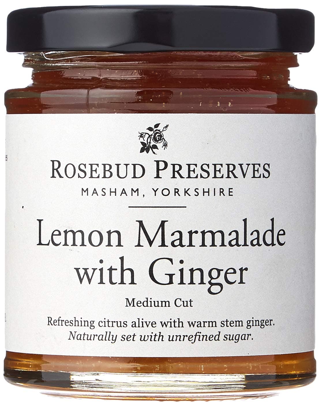 Rosebud Preserves Lemon & Ginger Medium Cut Marmalade - Refreshing Citrus Flavour Made with Stem Ginger Coarse Cut Fruit Sweet & Sharp Tangy Taste Gluten-Free Vegetarian & Vegan - 227g Jar