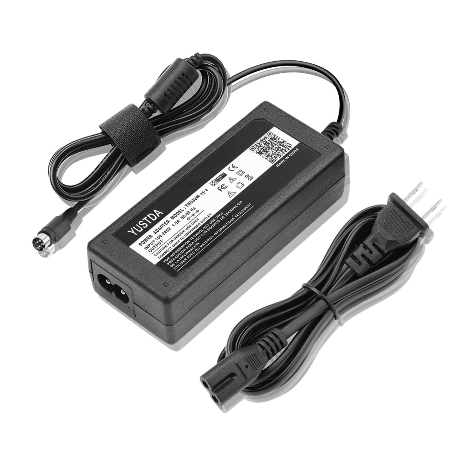 Yustda 4-Pin 12V AC/DC Adapter Replacement for CWT KPL-060F Philips Magnavox 17MD255V 17MD255V/17 17" LCD TV DVD Player Combo Bush DSA-60W-12 2 12060A Rocstor R340T2-01 R320T2-01 12VDC Power Supply