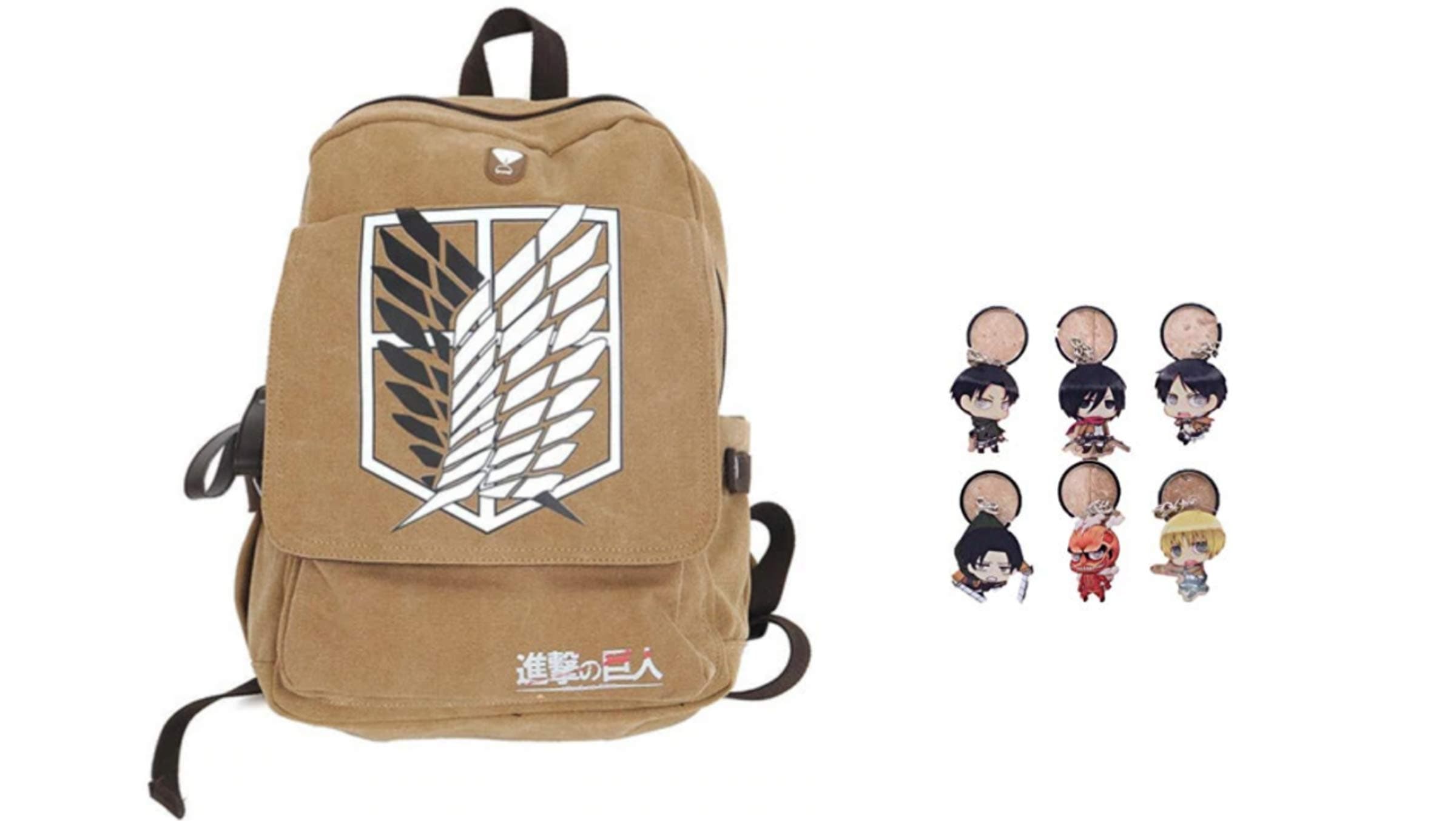 Traveloxicity Gear Attack on Titan Anime Backpack for Men and Women with Random Attack on Titan Keychain Gift