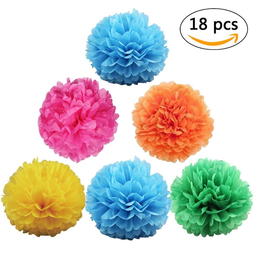 Paper Pom Poms for Party Decorations - 10, 12, 14 Inch Paper Flowers Perfect for Wedding Decor - Birthday Celebration - Table and Wall Decoration