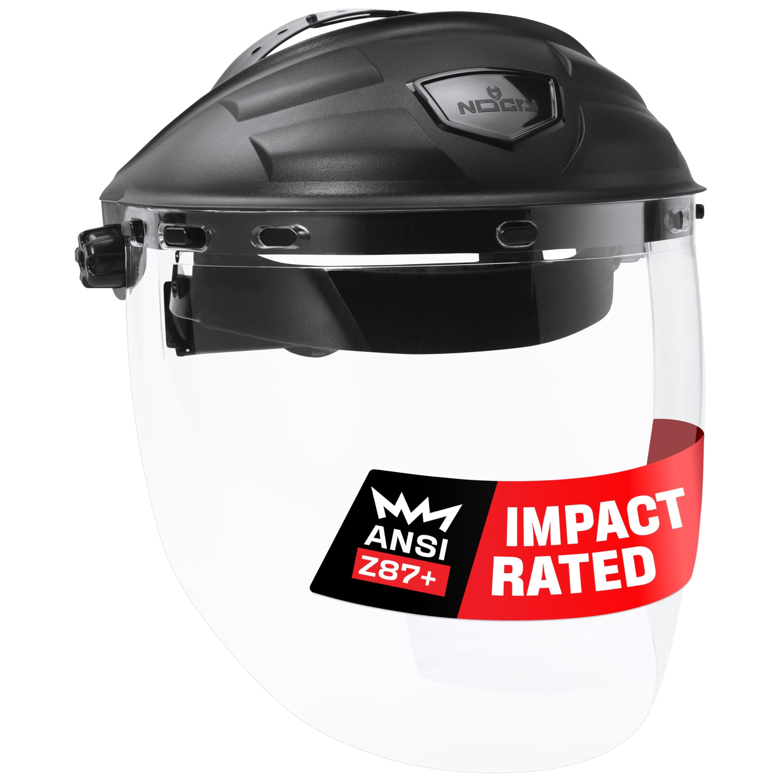 NoCry Military Grade Safety Face Shield; Clear Anti Fog Grinding Face Mask with Adjustable Headgear; Impact Resistant; ANSI Z87.1 Certified