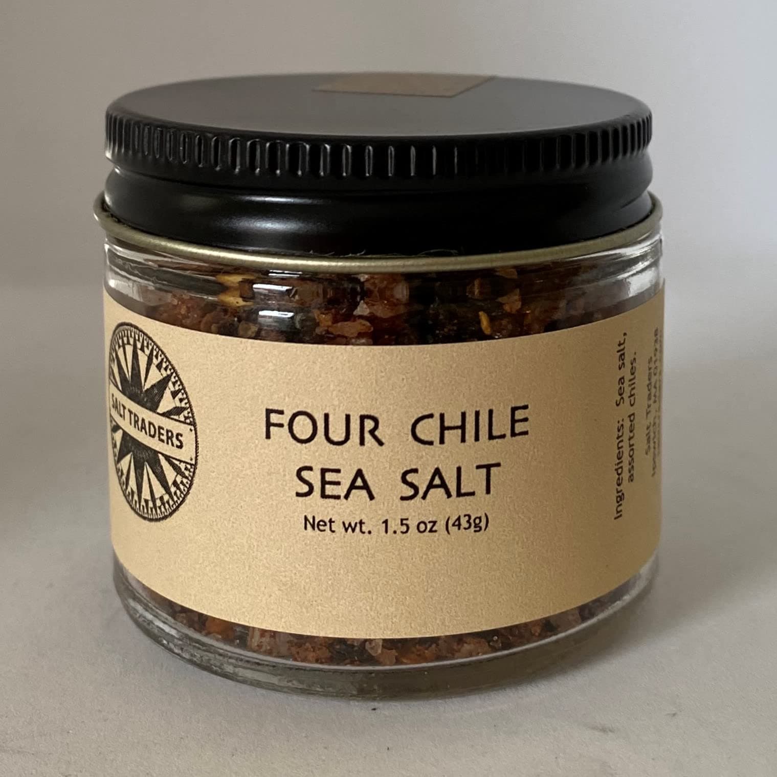 Salt Traders Four Chile Sea Salt - 1.5 oz Net Wt. (Glass Jar)