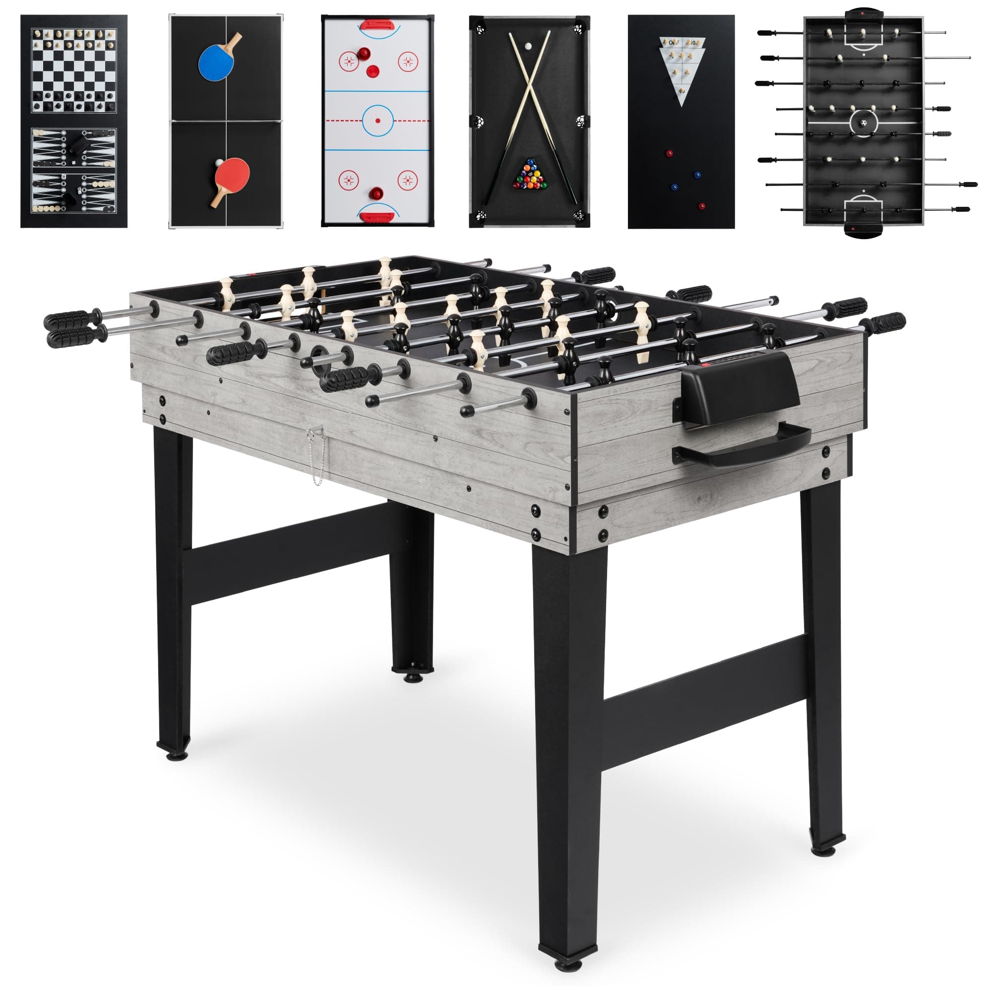 Best Choice Products 10-in-1 Combo Game Table Set w/Hockey, Foosball, Pool, Shuffleboard, Ping Pong, Checkers, Bowling, and Backgammon - Gray