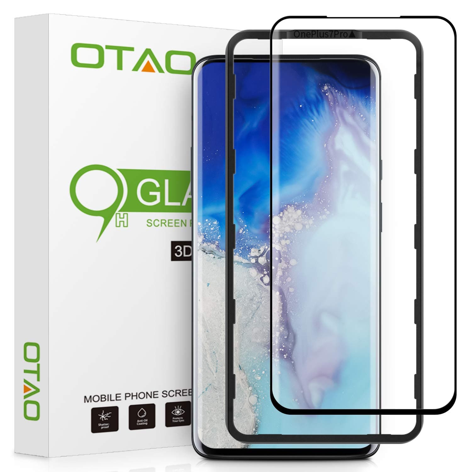 Oneplus 7 Pro Screen Protector Tempered Glass, OTAO 3D Curved Dot Matrix Glass Screen Protector with Installation Tray for OnePlus 7 Pro and OnePlus 7 Pro 5G (Case Friendly)
