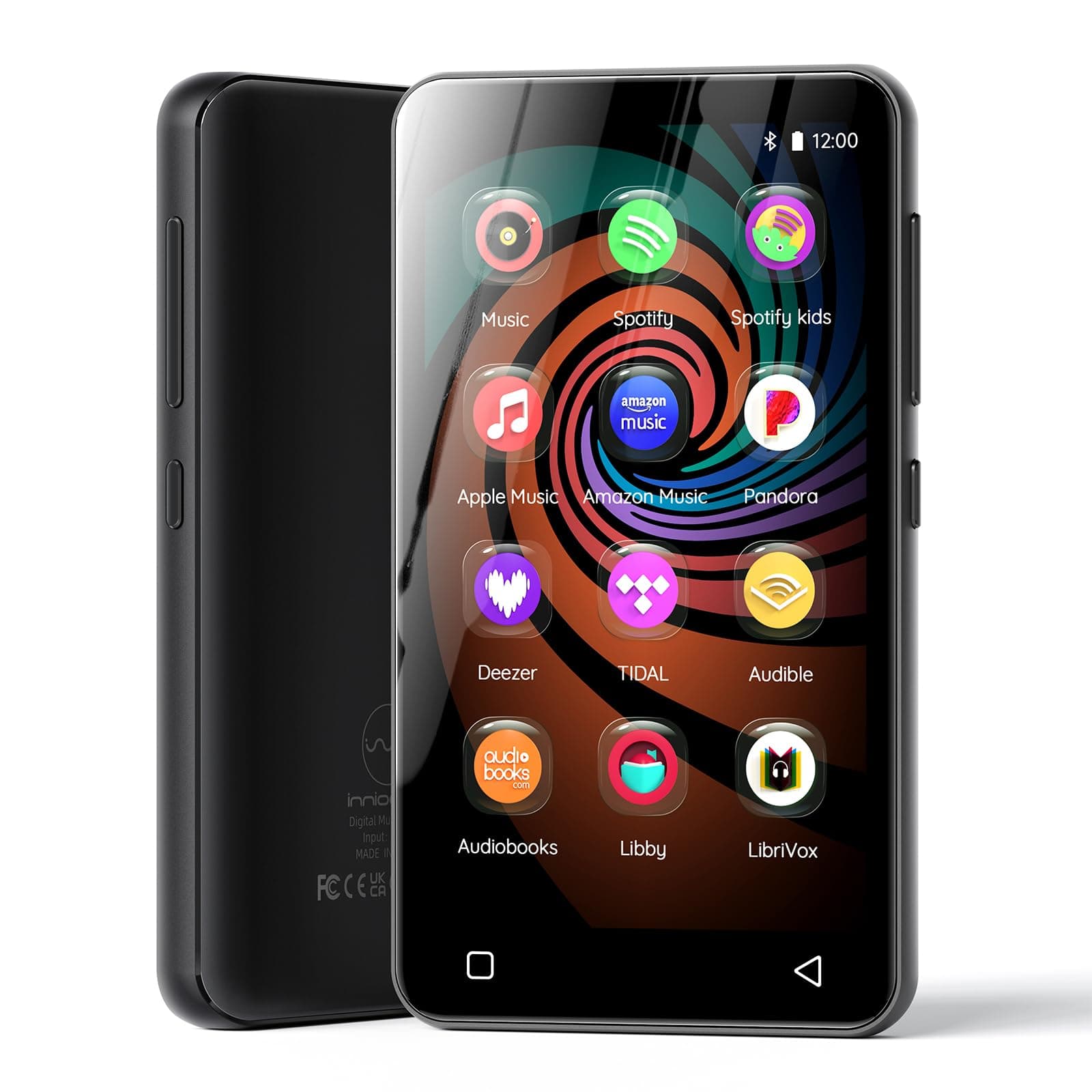 160GB MP3 Music Player with Bluetooth and WiFi, innioasis MP3 Player with Spotify,Pandora,Amazon Music,4" Touch Screen Android MP4 MP3 Player for Kids with Libby,Audible,Spotify Kids (Black)