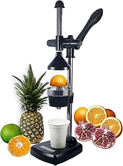 Aluminium Hand Press Citrus Fruit Juicer, Cold Press Juicer, Manual Hand Press Juicer and Squeezer for Fruits and Vegetables - Big (Made in India) Super Black.