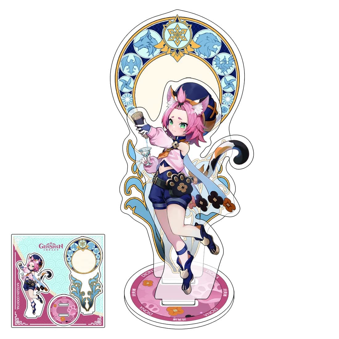 ANIJJSTO Diona Figure Genshin Impact Acrylic Stand Double Layer (Premium Ver.) 3 PCS Peripheral Ornaments Cardboard Cutout Collection Model Toy Desk Decor Party Supplies for Fans