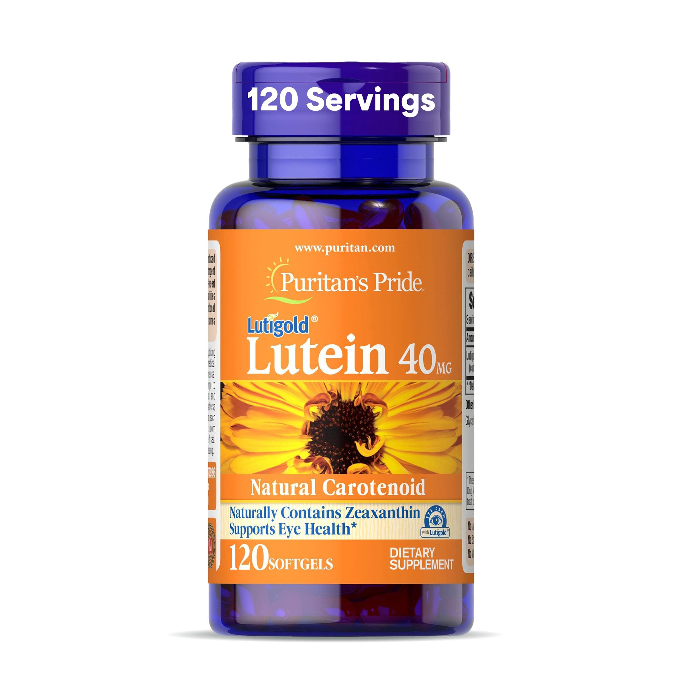 Premium Lutigold™ Lutein Carotenoid 40mg with Zeaxanthin for Men and Women, Dietary Supplement for Eye Health Support, 8 Month Supply, 120 Easy-to-Swallow Softgels