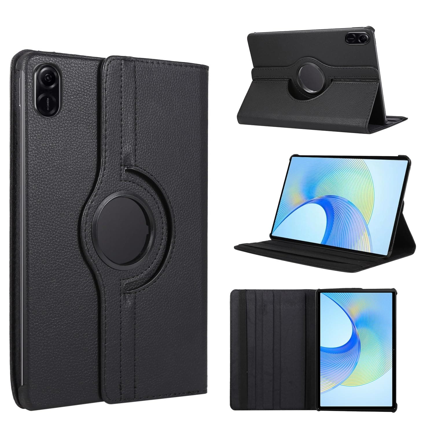 Lukione Case Compatible with Honor Pad X9/Honor Pad X8 Pro Case (11.5" 2023 release) Multifunctional Leather Cover Swivel Unique Stand Anti-Fall Auto Sleep/Wake (Black)