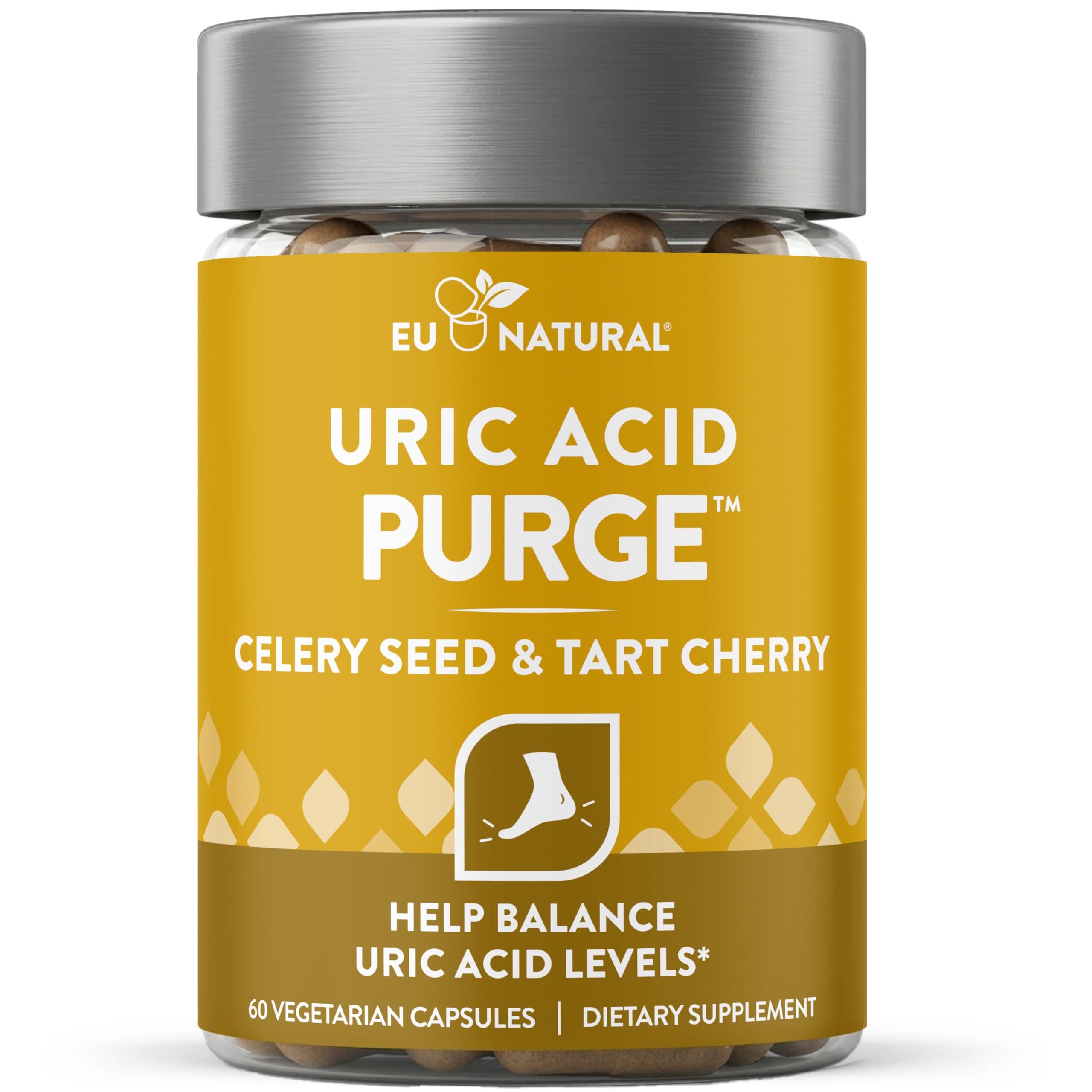 Purge Uric Acid Flush - Eat & Drink What You Want - Uric Acid Support for Joints & Mobility with Celery Seed, Tart Cherry & Chanca Piedra - 60 Vegetarian Capsules
