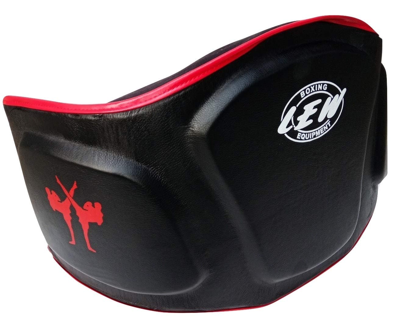 LEW Super Classic Boxing Belly Pad Rib Shield Chest Guard MMA Body Protector Martial Arts Armour Taekwondo Training PU Focus Pads (Black & Red) Size (Large)