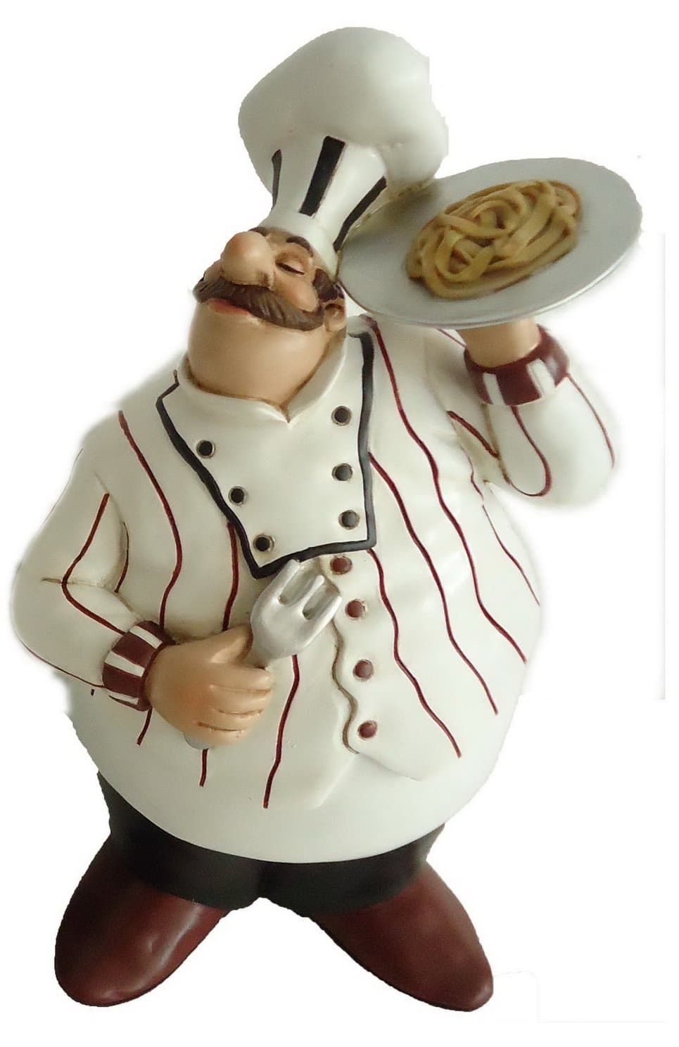 Fat Chef Kitchen Figure Statue Holding Spaghetti Bistro Cooking D64258