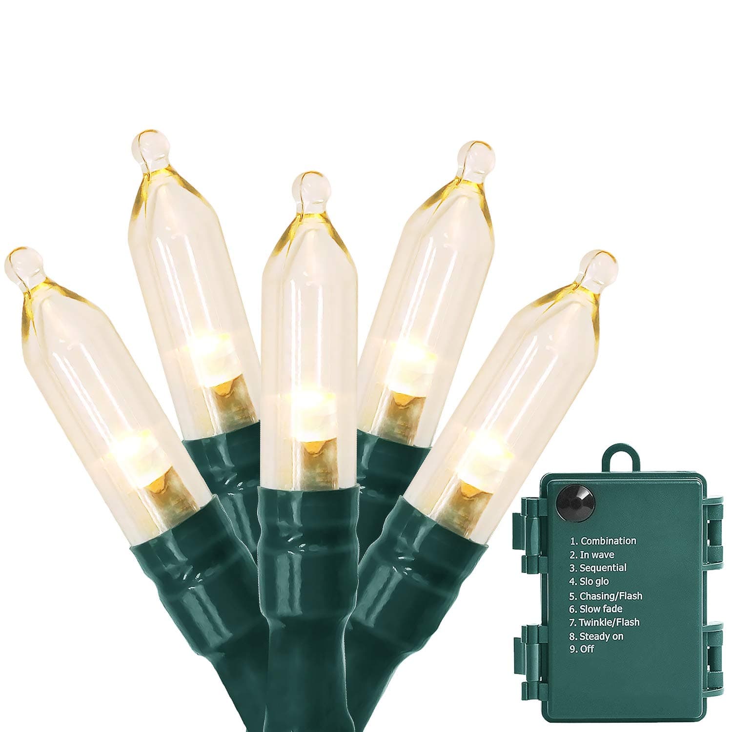 - Christmas Lights, Battery Operated String Lights 18ft 50 LED 8 Modes LED Mini Lights with Timer for Christmas Tree Wreath Party Home Indoor Outdoor Decor, Waterproof, Warm White