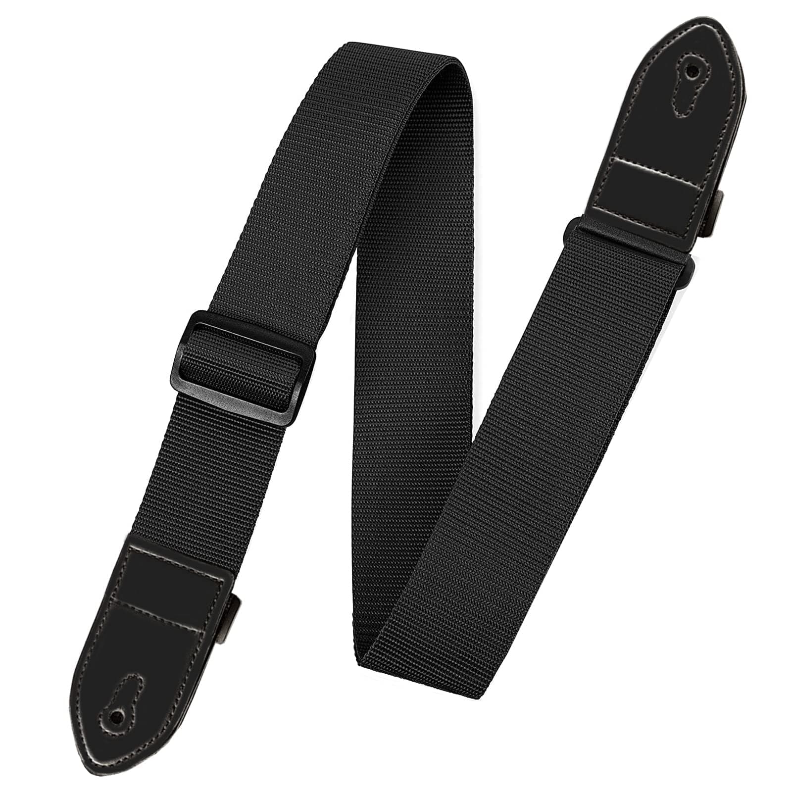 1 Pcs Guitar Strap Locks - Nylon Strap for Acoustic, Classical, Electric & Bass Guitars - Black