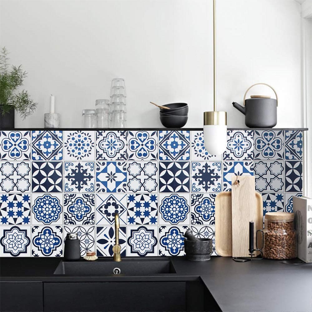 Thicken Blue Wallpaper Peel and Stick Wallpaper Glossy Contact Paper Waterproof Self Adhesive Removable Wallpaper Stick and Peel Wallpaper Vinyl Film Roll for Kitchen Shelf Drawers Liner 17.7"x78.7"