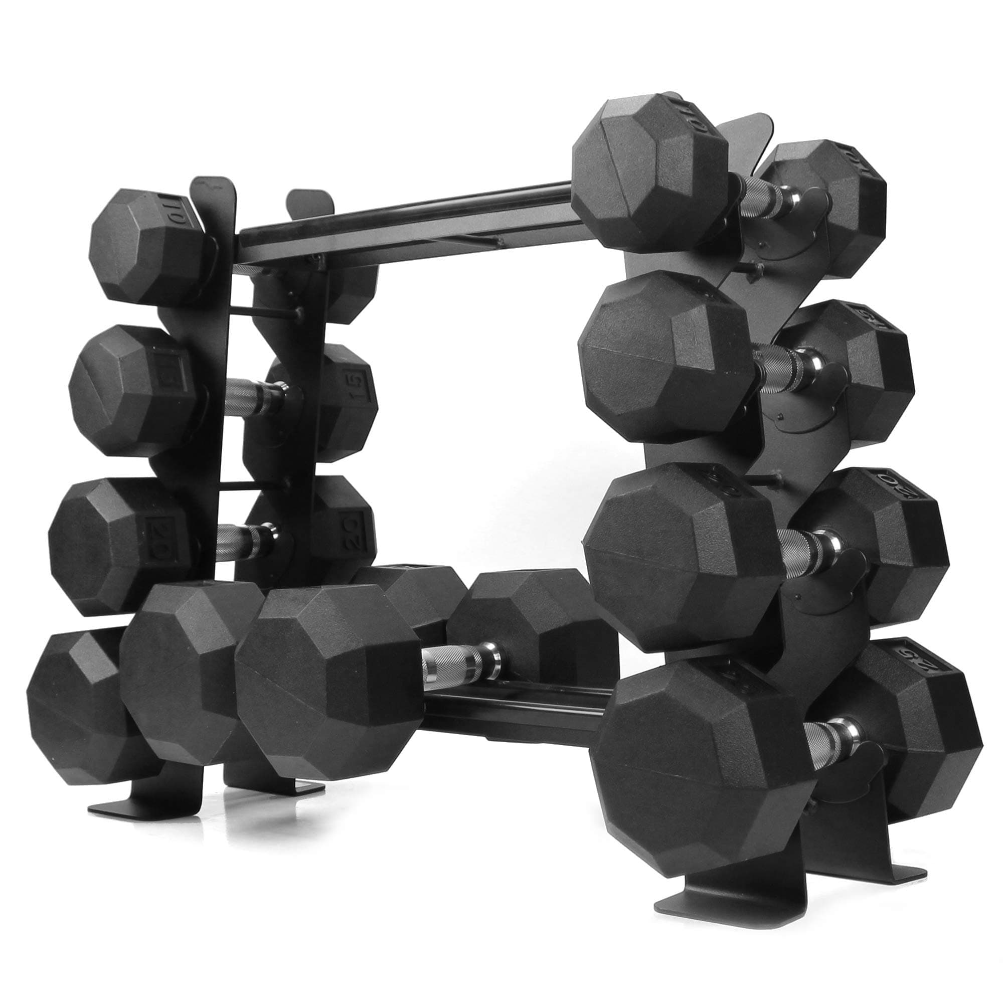 XPRT Fitness Compact Heavy Duty Dumbbell Rack | 400 lbs Capacity 2-Tier Steel Frame | Fits 5–30 lb Dumbbells | Space-Saving A-Frame Design for Home Gym